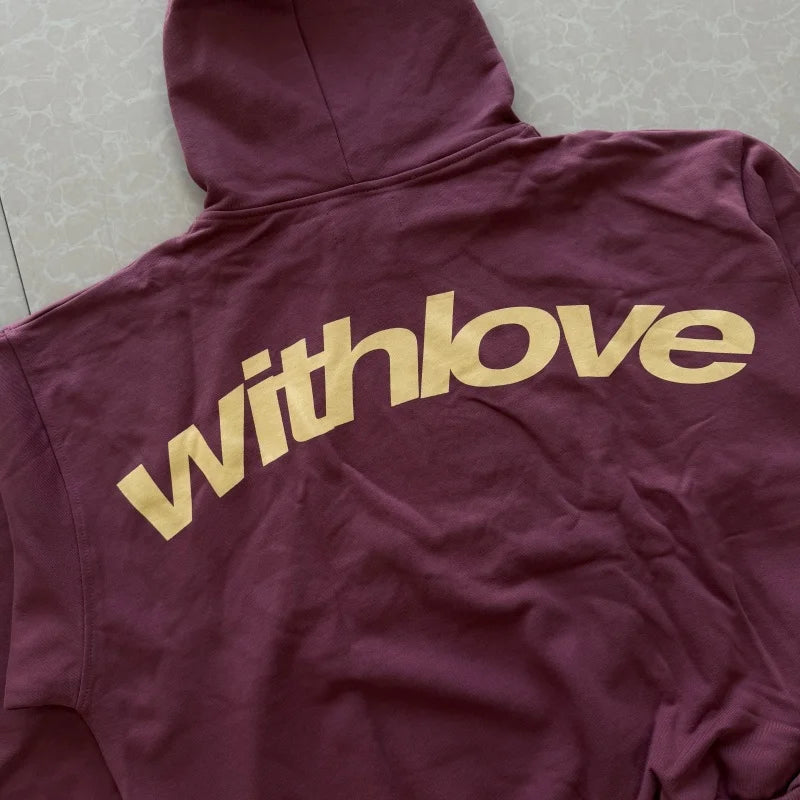 ‘withlove’ Print Hoodies Hip Hop Street Style Men's / Women's Casual Loose Sweatshirt Quality Cotton Pullover Tops