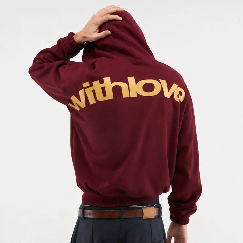 ‘withlove’ Print Hoodies Hip Hop Street Style Men's / Women's Casual Loose Sweatshirt Quality Cotton Pullover Tops